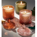 colored embossed glass candlestick holder set